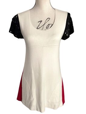 Twin-Set Simona Barbeiri Ivory/Red/Black Sequin s/s Knitwear Mini Dress (S)